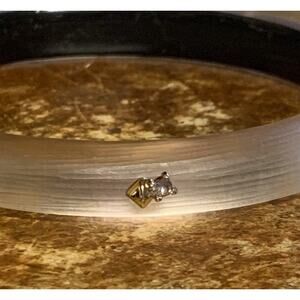 Alexis Bittar Rose Gold Lucite, Gold Studded and Crystal Bracelet Hinged Magnet